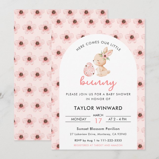 Easter Bunny Floral Baby Shower Invitation (Front/Back)