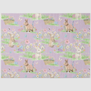 Easter Bunny Floral Butterfly Lavender Decoupage Tissue Paper