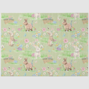 Easter Bunny Floral Butterfly Mint Green Decoupage Tissue Paper
