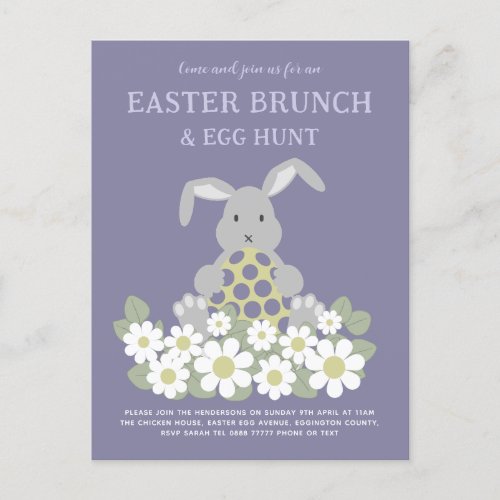 Easter Bunny Floral Egg Hunt and Brunch Invitation Postcard