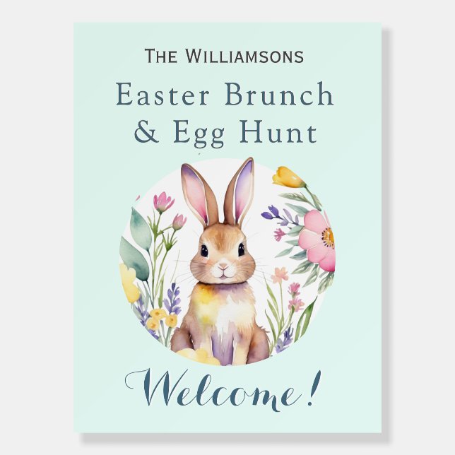 Easter Bunny Floral Egg Hunt Brunch Foam Board (Front)