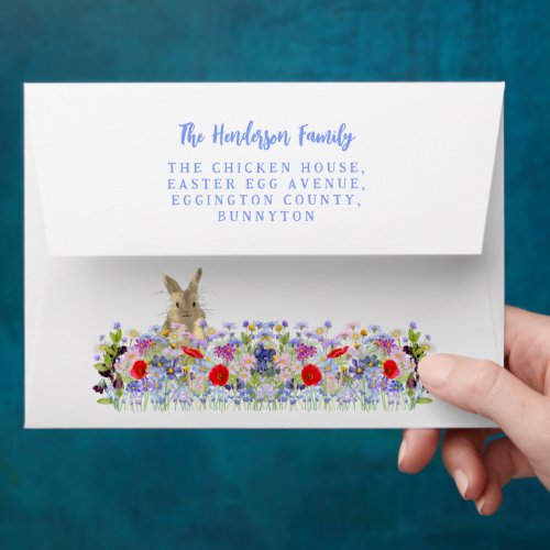 Easter Bunny Floral Return Address  Envelope
