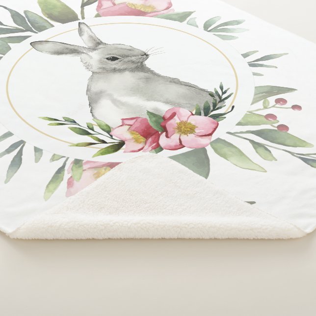 Easter Bunny Floral Sherpa Blanket (3/4)