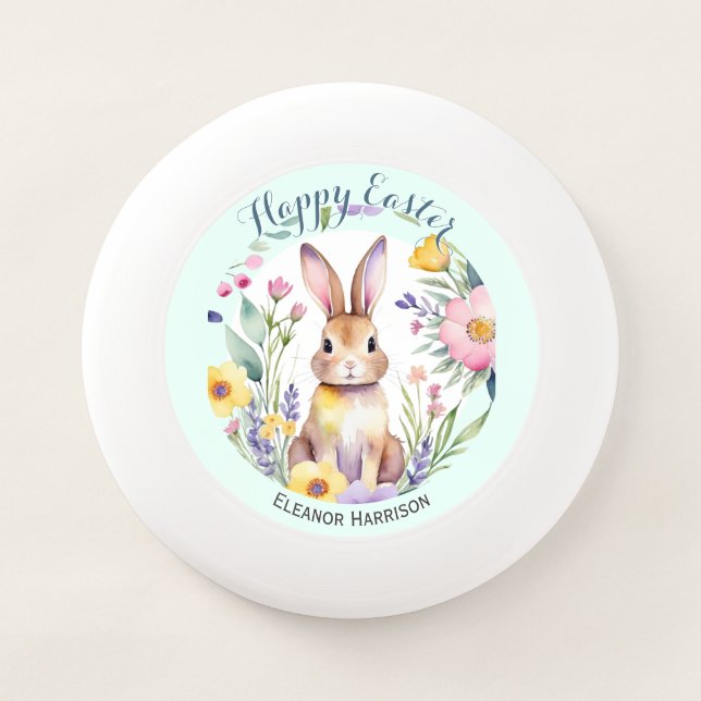 Easter Bunny Floral Springtime Fun Wham-O Frisbee (Front)