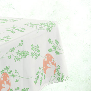 Easter Bunny Floral Tablecloth - White & Green
