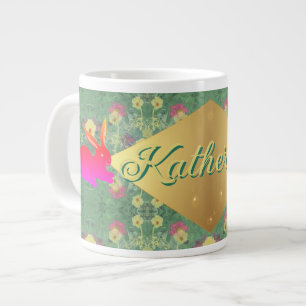 Easter Bunny Floral w/Name Specialty Mug