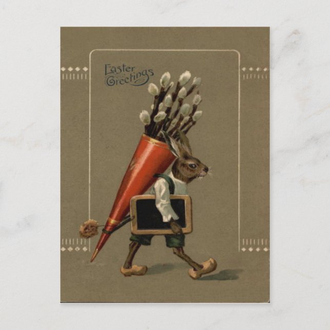 Easter Bunny Flower Holiday Postcard (Front)