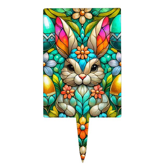 EASTER BUNNY ~ FLOWERS ~ Cake Pick (Front)