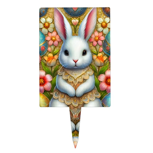 EASTER BUNNY ~ FLOWERS ~ Cake Pick (Front)