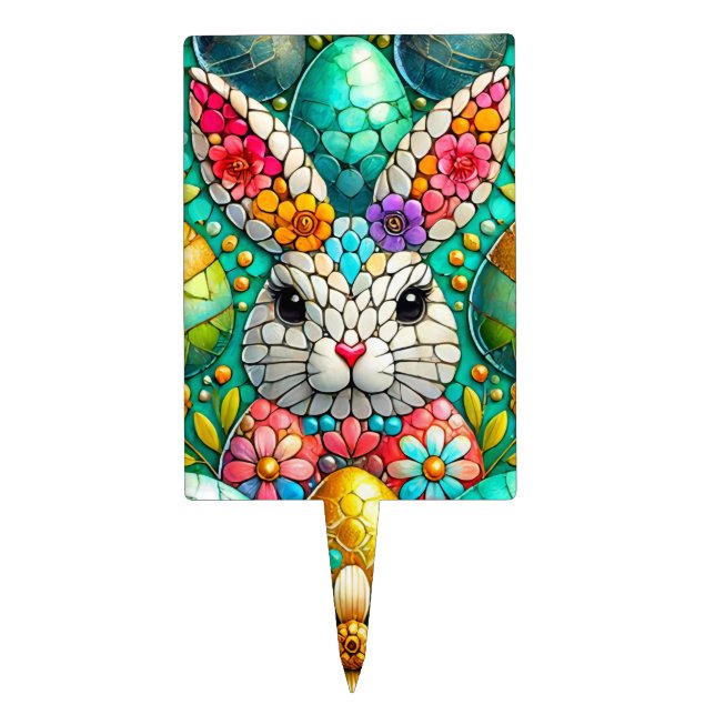EASTER BUNNY ~ FLOWERS ~ Cake Pick (Front)