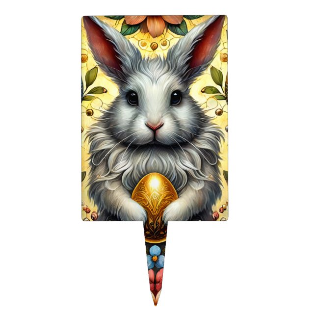 EASTER BUNNY ~ FLOWERS ~ Cake Pick (Front)