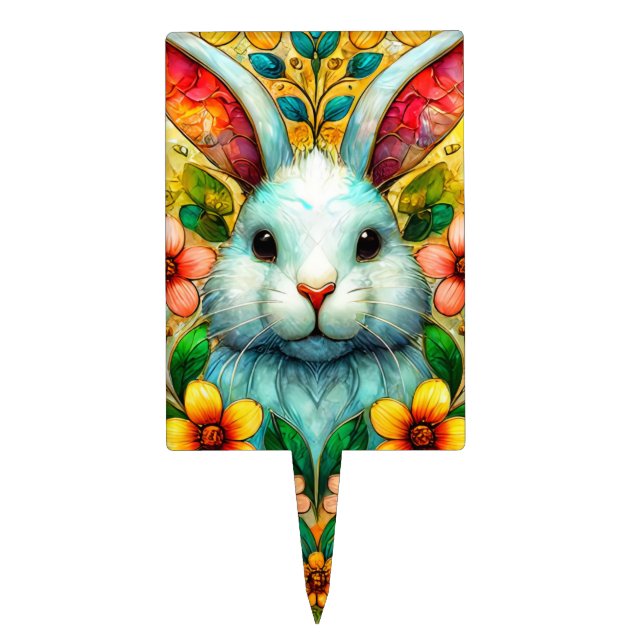 EASTER BUNNY ~ FLOWERS ~ Cake Pick (Front)