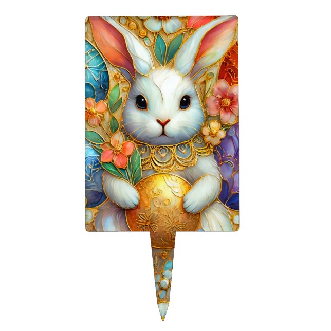EASTER BUNNY ~ FLOWERS ~ Cake Pick (Front)