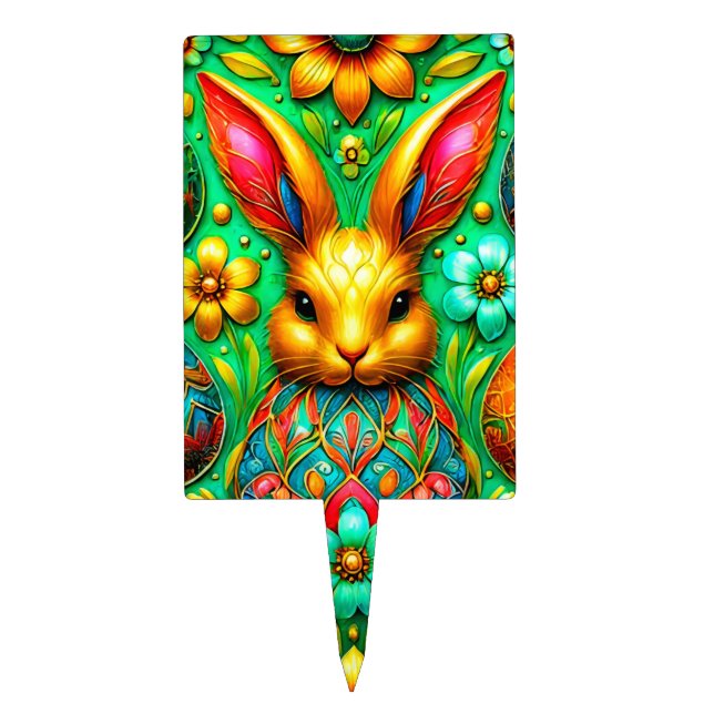 EASTER BUNNY ~ FLOWERS ~ Cake Pick (Front)