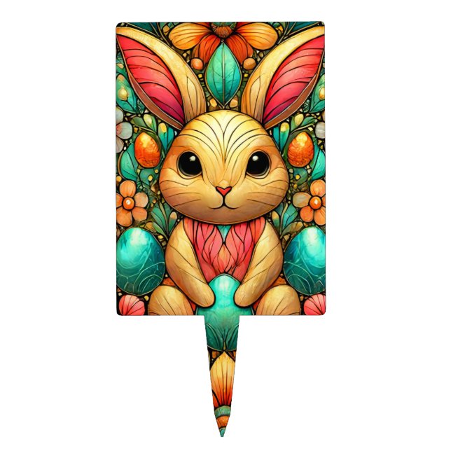 EASTER BUNNY ~ FLOWERS ~ Cake Pick (Front)