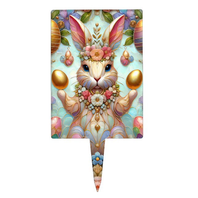 EASTER BUNNY ~ FLOWERS ~ Cake Pick (Front)