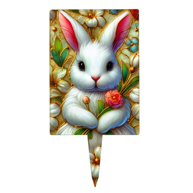 EASTER BUNNY ~ FLOWERS ~ Cake Pick (Front)