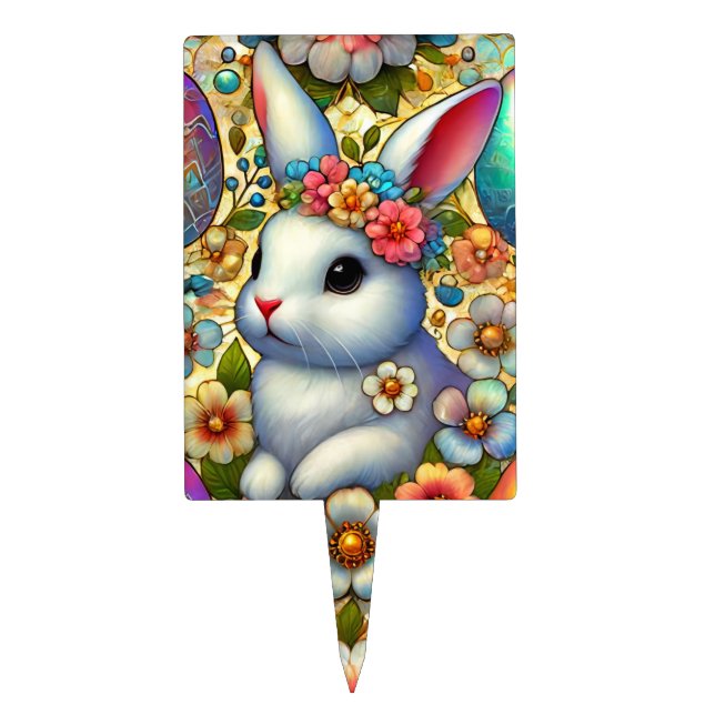 EASTER BUNNY ~ FLOWERS ~ Cake Pick (Front)