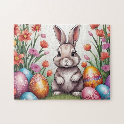 Easter Bunny Flowers Eggs Jigsaw Puzzle