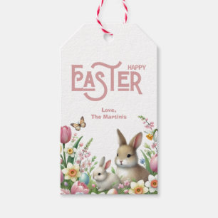 Easter Bunny Flowers Personalized Gift Tag