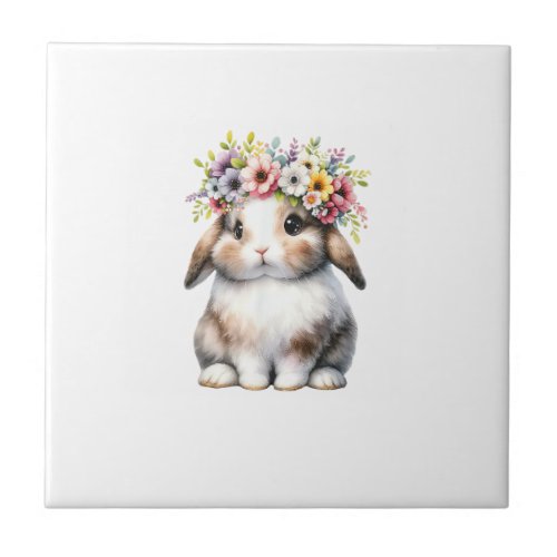 Easter Bunny for Women Girls - Easter Bunny Flower Ceramic Tile
