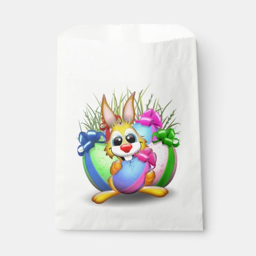 Easter Bunny Funny and Cute Character Biting an Eg Favor Bag