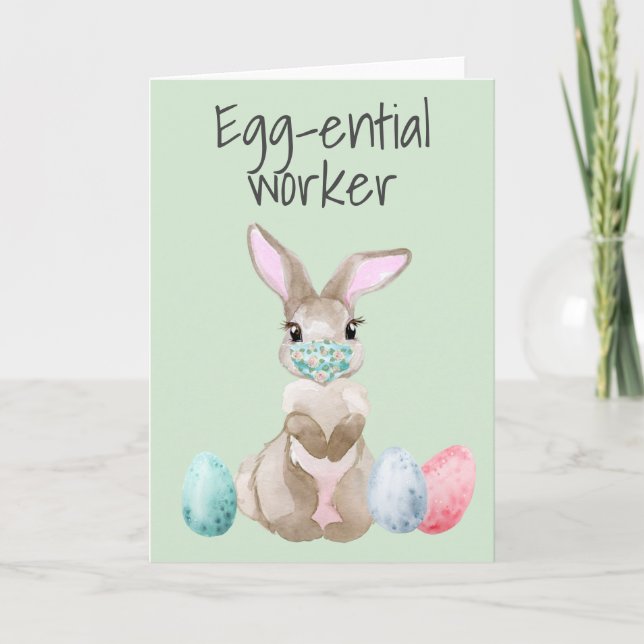 Easter bunny Funny Essential Worker Covid Card (Front)