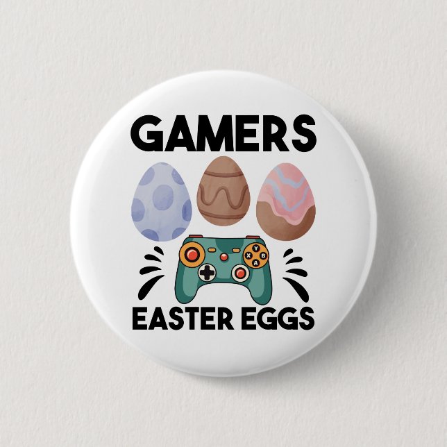 Easter Bunny Gamer Gaming Boy Love Easter Eggs Button (Front)