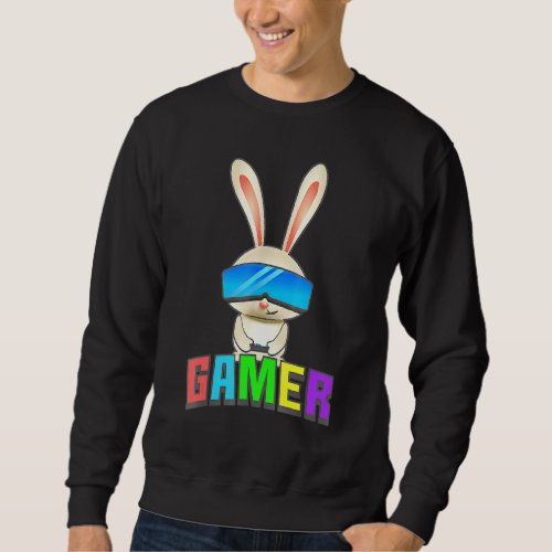 Easter Bunny Gamer Kids Graphic Gaming Boys Sweatshirt