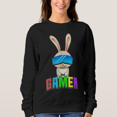 Easter Bunny Gamer Kids Graphic Gaming Boys Sweatshirt