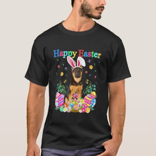 Easter Bunny German Shepherd Dog With Easter Eggs  T_Shirt