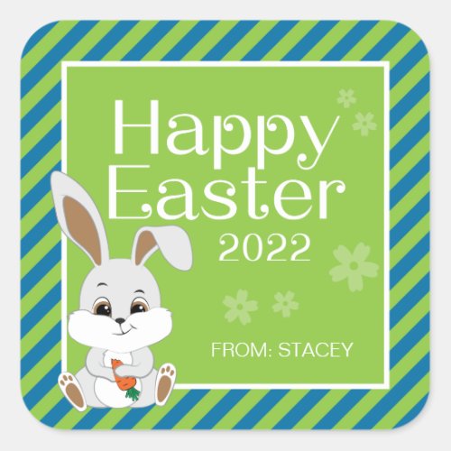 Easter Bunny Gift Sticker  Labels blue green