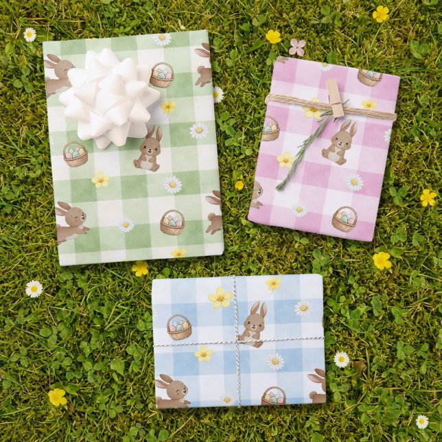 Easter Bunny Gingham Wrapping Paper Sheets (Creator Uploaded)