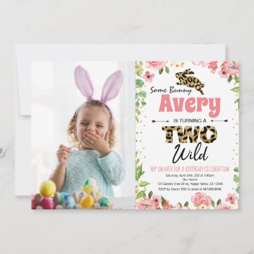 Easter Bunny Girl 2nd Birthday Photo Invitation