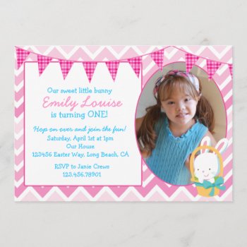 Easter Bunny Girl Birthday Party Invitation by seasidepapercompany at Zazzle