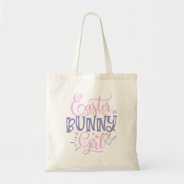 Easter Bunny Girl Cute Pink Easter Egg Hunt  Tote Bag (Front)