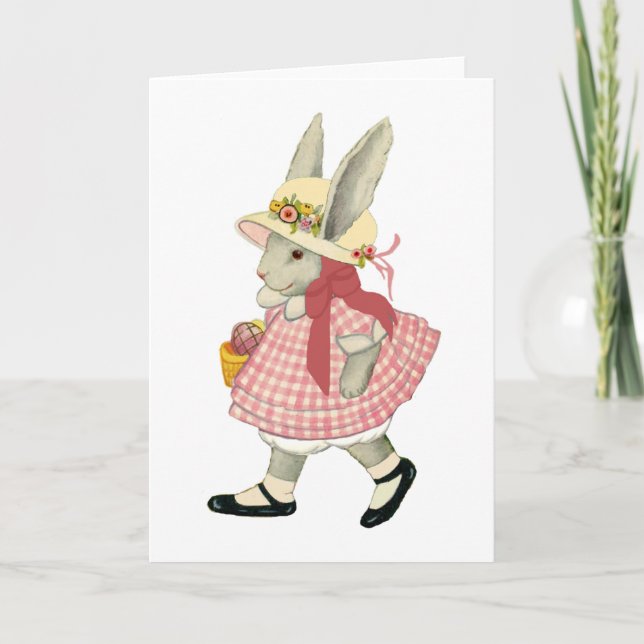 Easter Bunny Girl Holiday Card (Front)