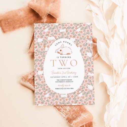 Easter Bunny Girls 2nd Birthday Invitation