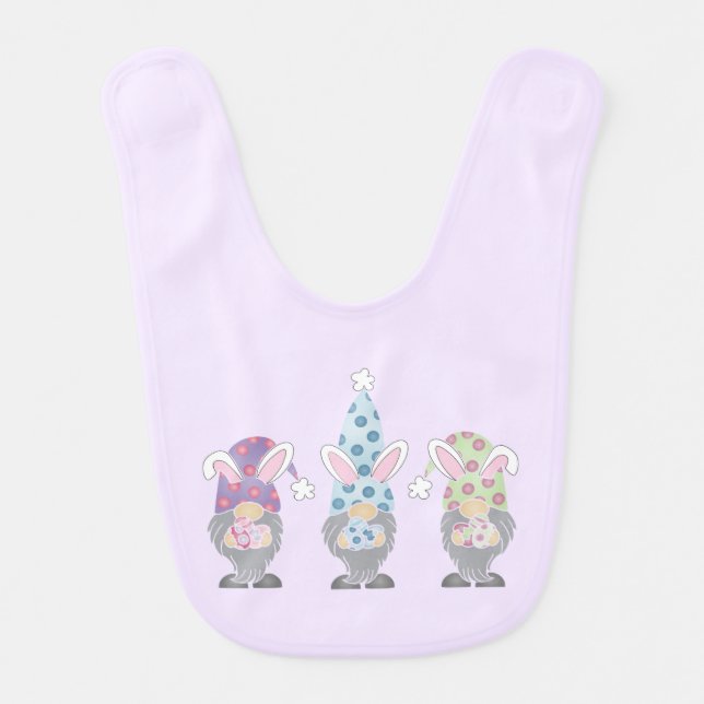 Easter Bunny Gnome Pattern Baby Bib (Front)