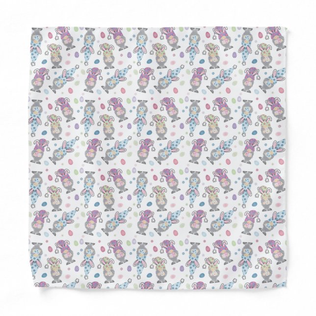 Easter Bunny Gnome Pattern Bandana (Front)