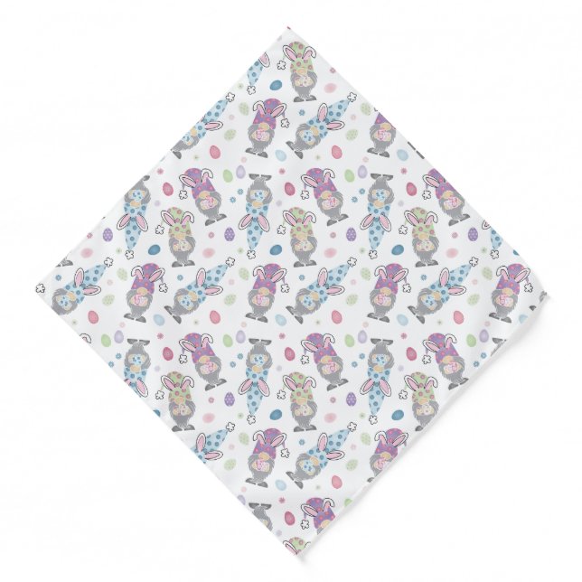 Easter Bunny Gnome Pattern Bandana (Front)