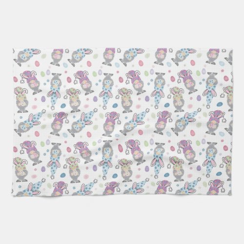 Easter Bunny Gnome Pattern Kitchen Towel