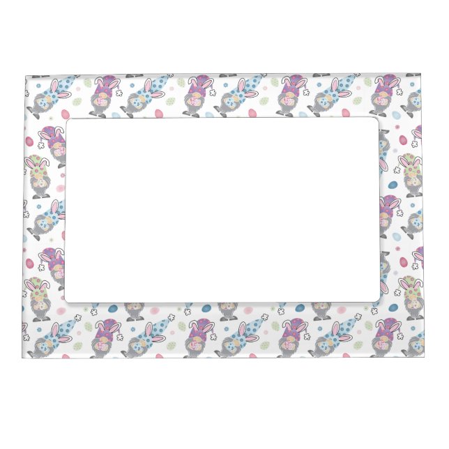 Easter Bunny Gnome Pattern Magnetic Frame (Front)