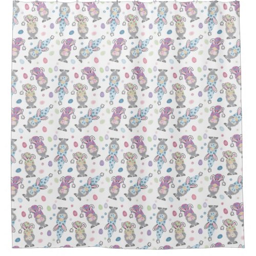 Easter Bunny Gnome Pattern Shower Curtain