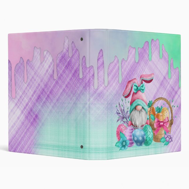 Easter Bunny Gnome With Basket Eggs  3 Ring Binder (Background)