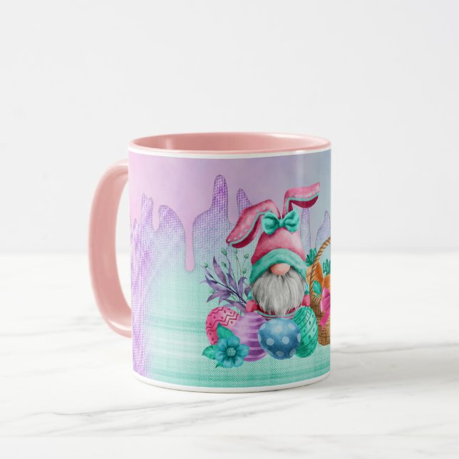 Easter Bunny Gnome With Basket Eggs Mug (Front Left)