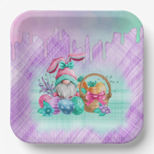 Easter Bunny Gnome With Basket Eggs Paper Plates