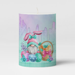 Easter Bunny Gnome With Basket Eggs Pillar Candle