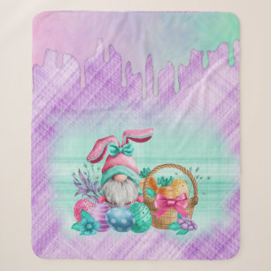 Easter Bunny Gnome With Basket Eggs Sherpa Blanket