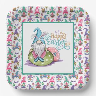 Easter Bunny Gnomes Paper Plates